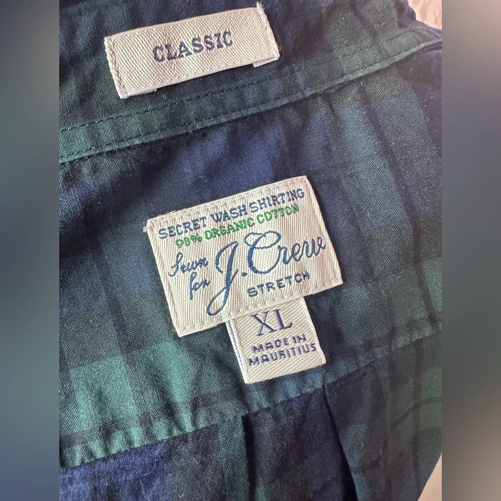 J.crew‎ Classic Green and Navy Plaid Shirt xl